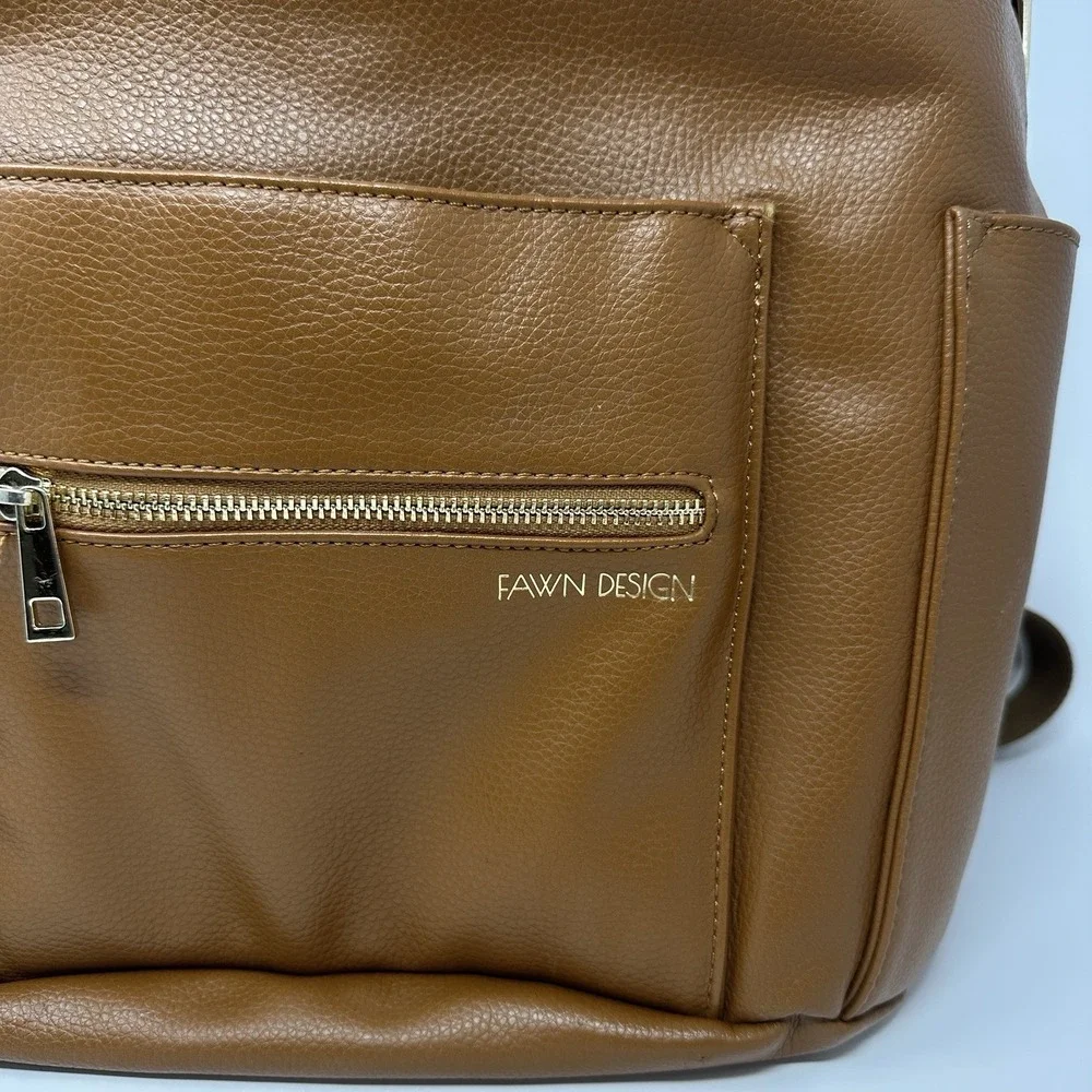 Fawn Design Brown Backpack Diaper Bag W/ Straps Multiple Pocket's Baby Bag